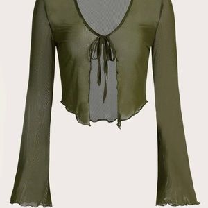 mesh lettuce trim long sleeve top 💕